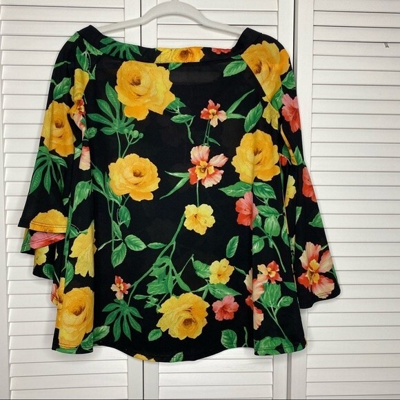 Vintage Willy Jay's Floral Rose Print Blouse with Flutter Sleeves Size S - Picture 3 of 11